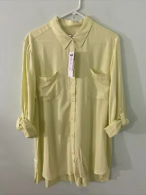 Chico's Babette IBasic  Blouse Top Back Pleat Shirt Chico's Citron Size 3 New • $25