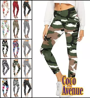 Ladies Gym Leggings Stretchy Full Length Printed Skinny Casual Dance Sports Pant • $9.11