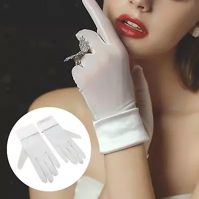 £9.73 • Buy Short Satin Gloves Bridesmaid Full Finger Bridal Gloves For Banquet Dress