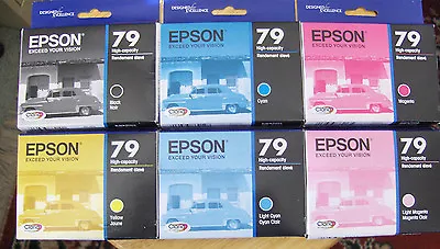 01-2016 Set 6 Genuine Epson 79 T079 InksT0791-T0796 OEM_Printer1400/1430 • $82.89