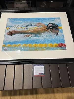 Michael Phelps Signed 16x20 Photo Olympic Swimming Autograph PSA • £289.13