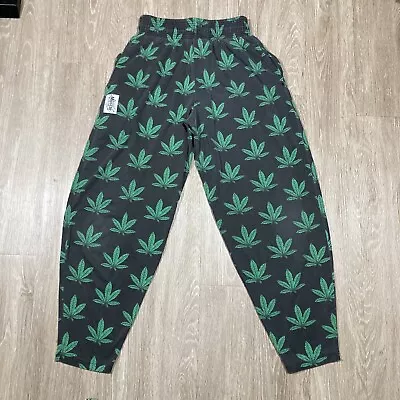 Vintage Marijuana Sweatpants L 90s 00s Weed Parachute Gym Workout Jogger Pant • $34.98