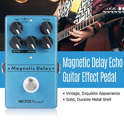 Magnetic Delay Echo Guitar Effect Pedal Time Depth Speed Regen Level Blue S6Z0 • $26.31