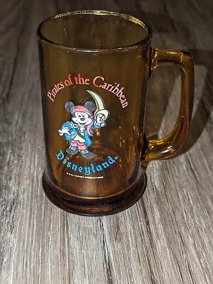 Walt Disney World Pirates Of The Caribbean Amber Glass Mug Mickey Mouse Stein • $10.99