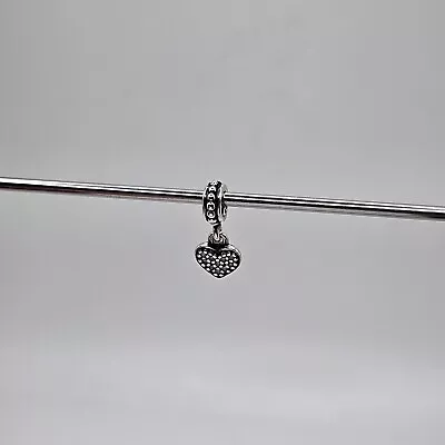 Genuine Pandora Dangle Clear Pave Heart Charm ALE 925 #791023CZ • £16