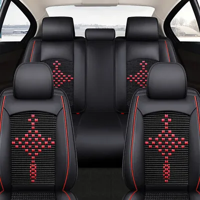 PU Leather Car Seat Cover Full Set For Mazda 3 6 CX3 CX5 CX7 CX9 BT50 Black Red • $174