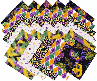 MARDI GRAS From Henry Glass - (30) 6.5  Fabric Square Set • $0.99