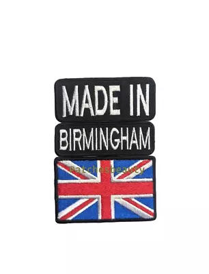 Made In Birmingham Union Jack Embroidered Iron Sew On Patch Jacket Jeans Hat A42 • £2.05