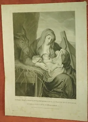 Antique Engraving Print Van Dyck Nativity Giovanni Campiglio Antonio Pazzi 1750 • $29.50