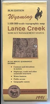 USGS BLM Edition Topographic Map Wyoming LANCE CREEK 1991 • $23.20