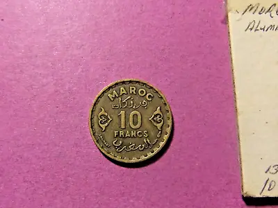 1951/52 Morocco 10 FRANCS Coin Bronze/Aluminum - MOROCCO EMPIRE 1371 - VF • $3.64