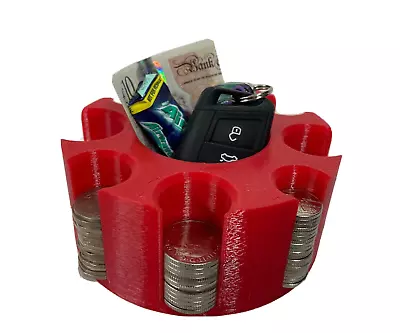 Coin Cash Note Money Organiser Mini Storage Box Sorter Savings Red 1p-£2 • £11.99