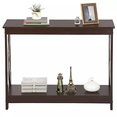 Brown Console Table For Entryway Storage Shelf Entry Farm Accent Home Decor • $54.58