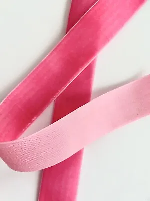 Medium Pink Polyester Velvet Ribbon 1  Craft Quality • $2.50