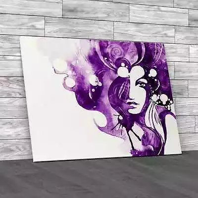 Abstract Woman Fashion Purple Canvas Print Large Picture Wall Art • £14.95