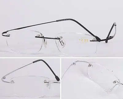 £7.99 • Buy R52 Superb Quality Rimless Reading Glasses/Flexible Steel Arms & Modern Style **
