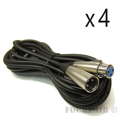 4 Pack Lot - 3-Pin XLR Extension Microphone Mic Cable Male Female M/F - 10' 10ft • $22.49