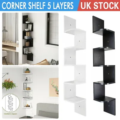 £18.99 • Buy 3/5 Tier Corner Shelf Floating Wall Shelves Storage Display Bookcase Home Decor