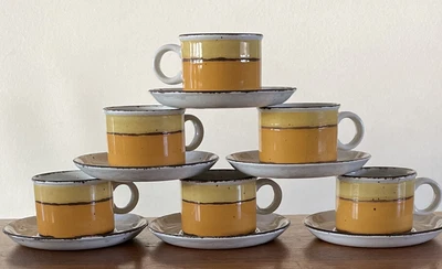 £62.26 • Buy Vintage 70s Stonehenge Midwinter Sun Tea Cup & Saucer Set, 12pc/6 Each, England