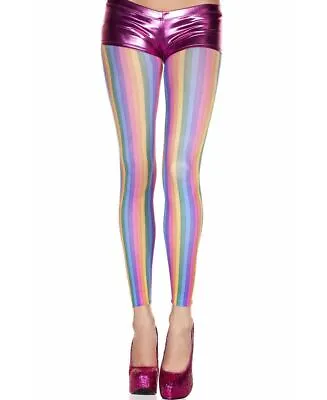 Brand New Rainbow Vertical Striped Leggings Music Legs 35820 • $10.99