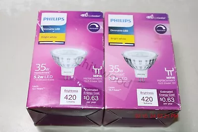 Philips 35w Equivalent MR 16 Indoor Spot GU5.3 Base Dimmable LED Bulb Lot Of 3 • $14.75