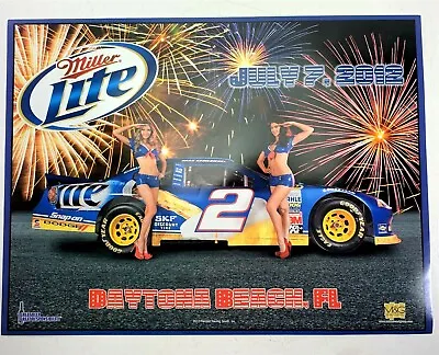 Vintage Miller Lite Beer Poster Nascar Daytona 400 Brad Keselowski #2 2012 24x18 • $9.17