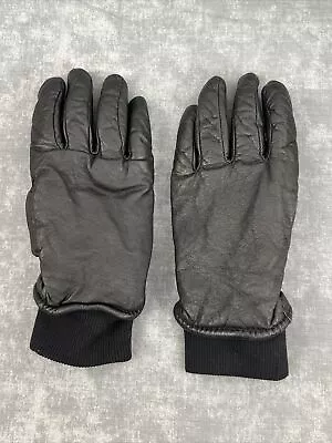 Vintage Mens SARANAC Leather Gloves Black Padded Made In USA DRY TECH Large • $17.99