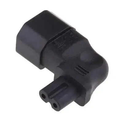 IEC C14 To C7 Molded Plug Converter Power Adapters Angled Connector Black • £7.39