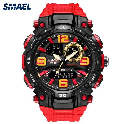 SMAEL Sport Watch Men Dual Time Military Watches Shockproof Male LED Stopwatch • $12.23