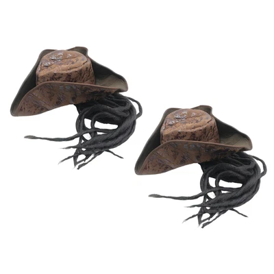 £14.93 • Buy Pirate Hat Artificial Leather With Braids   Jack Sparrow For Theme Party