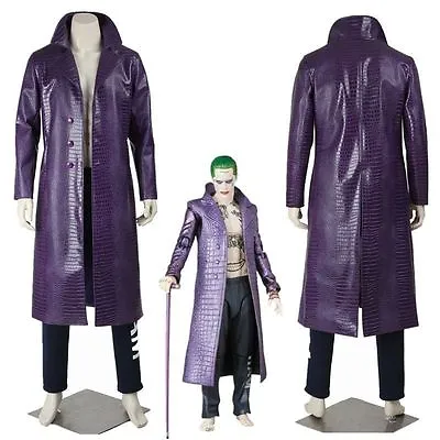 Jared Leto Joker Costume Trench Coat Suicide Squad Crocodile Faux Leather Coat. • $151.99