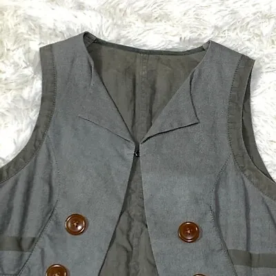 Vivian Westwood Red Label Linen Vest Size 2 Khaki Double Button Used From Japan • £171.54