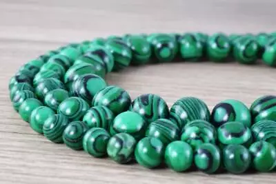 Green Malachite Round  Beads 6mm/8mm/10mm/12mm For Jewelry Making • $12.99