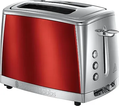 £32.99 • Buy Russell Hobbs 23220 Two Slice Toaster Luna Reheat & Defrost Function Red Chrome