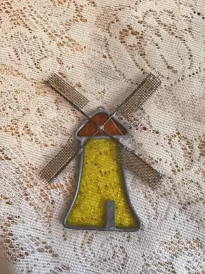 Stained Glass Yellow Windmill  Handcrafted Sun Catcher- Window Art - Ornament • £48.21