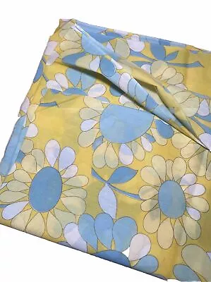 Vintage Mid Century Cotton Fabric Mod Hippie Flower 67” X 45” NOS • $18.95