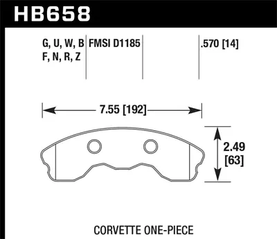 Hawk Performance HB658B.570 Disc Brake Pad Set FITShawk 2010 2013 Chevy Corvette • $287.99