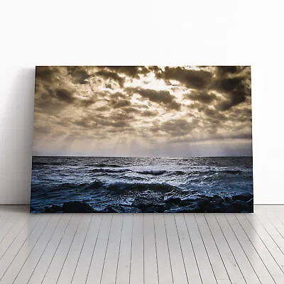 Seascape Sea And Clouds Canvas Wall Art Print Framed Picture Decor Living Room • £24.95