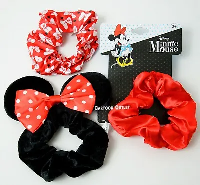 Disney Minnie Mouse Scrunchie Set Of 3 Girls New Ears Bow • $8.99