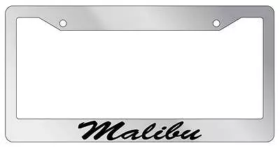 Chrome METAL License Plate Frame Malibu Cursive Auto Accessory 1718 • $13.99