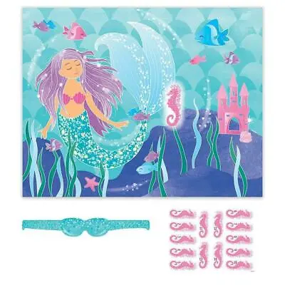 £3 • Buy Mermaid Tail Party Game Stick  Pin The Sea Horses Girls Birthday  14 Players Sea