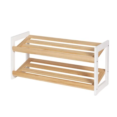 $31.95 • Buy Artiss Shoe Rack Wooden Storage 2 Tier Tilted Shelves Stand Organizer Kara