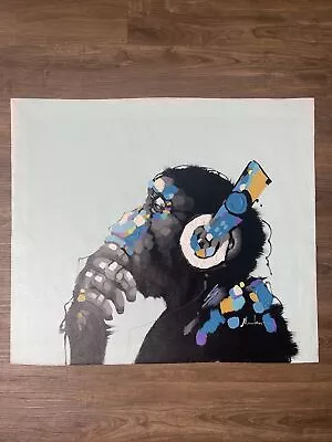 Modern Art Animal Monkey BlueMusic 20x24 Oil Painting Hand Painted On Canvas • $69.99