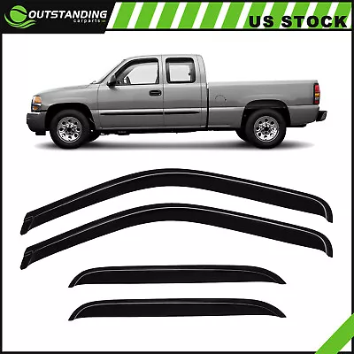 Window Visors Sun/Rain Guard Outside Tape-On For 00-07 Silverado/Sierra Crew Cab • $27.24