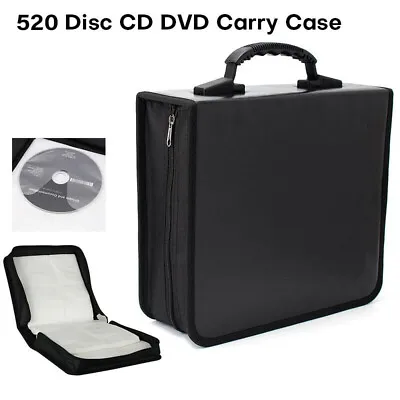 $25.88 • Buy 520 Disc CD/DVD Wallet Binder Book Sleeves Disc Storage Bag Carrying Case Black
