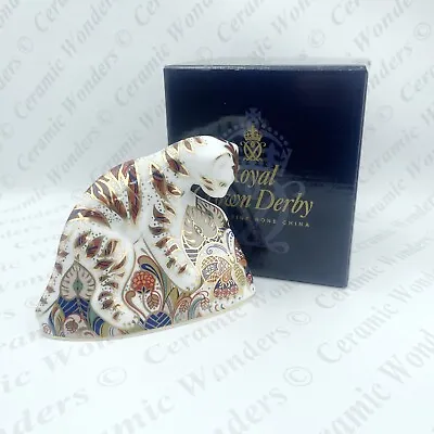 £89 • Buy Royal Crown Derby ‘Bengal Tiger Cub’ Paperweight (Boxed) Gold Stopper