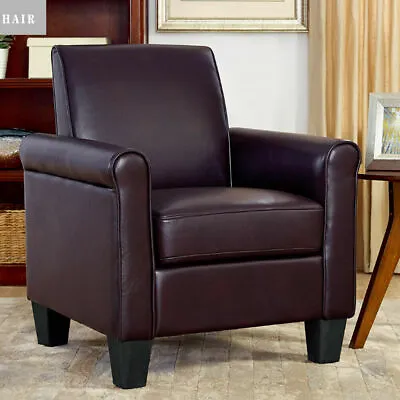 Modern Faux Leather Accent Arm Chair Uplostered Living Room Comfy Single Sofa US • $128.99