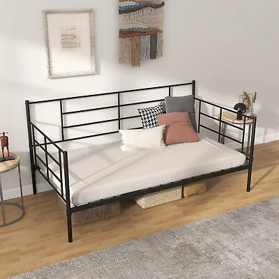 Twin Size Metal Daybed Heavy Duty Sofa Bed Frame Mattress Foundation Black • $129.98