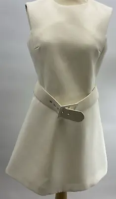 Miss Sixty Cream Belted Sixties-style Sleeveless Dress Size L Polyester      K12 • $25.26