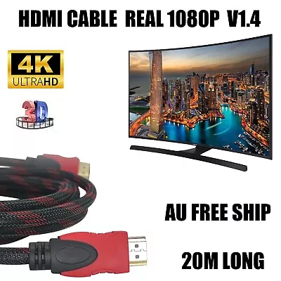 Braided 20m HDMI Cable V1.4 3D 4K Full HD 1080p High Speed With Ethernet HEC ARC • $28.49